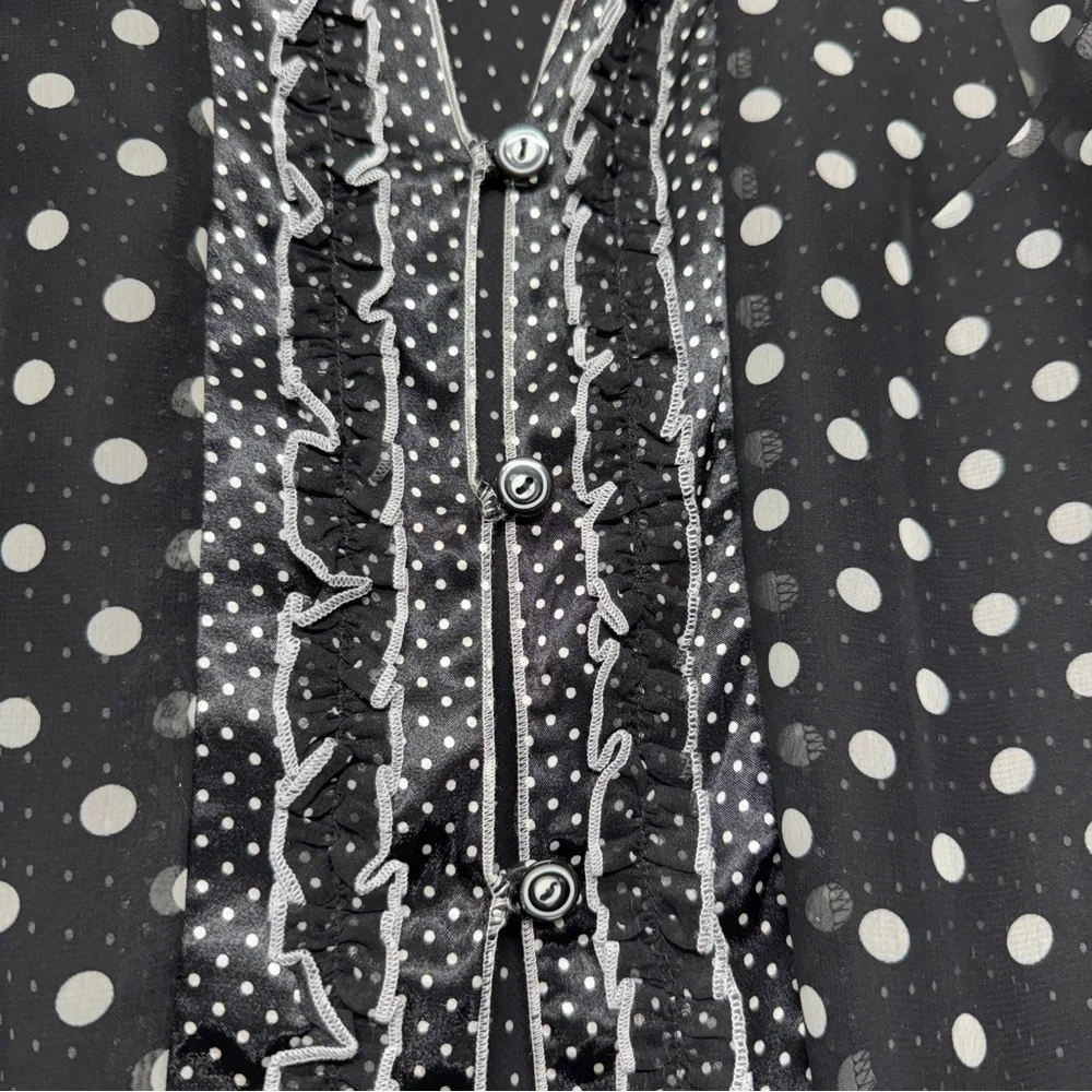 Signature by Sangria Black Dress with White Polka Dot Jacket